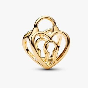 Authentic Openwork Heart Padlock Charm14k gold plating